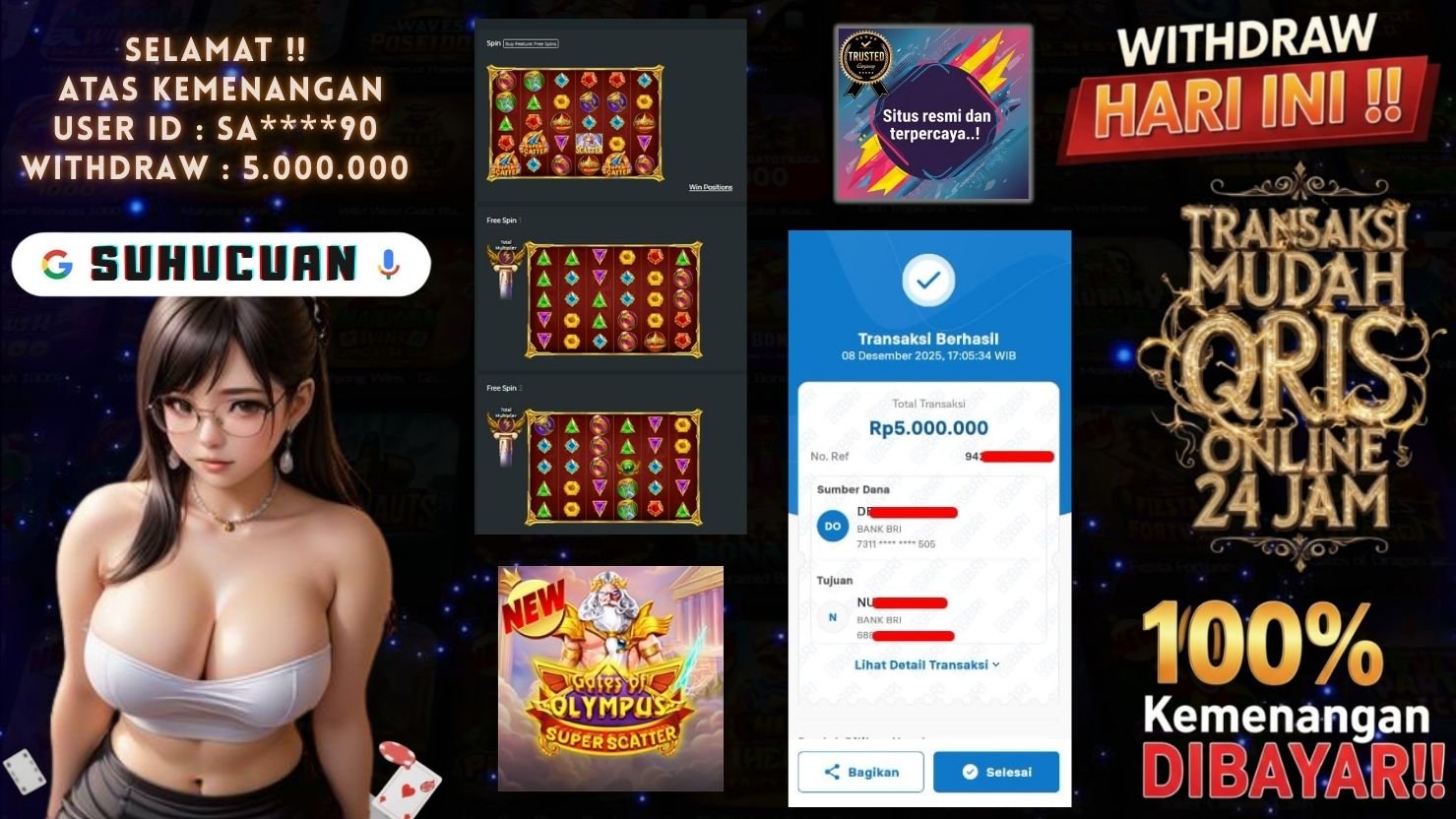 SUHUCUAN JACKPOT SLOT GATES OF OLYMPUS SUPER SCATTER